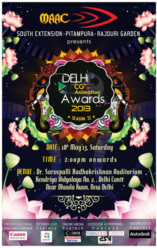 MAAC DELHI CG ANIMATION AWARDS 2013 Awards to be Held Today -