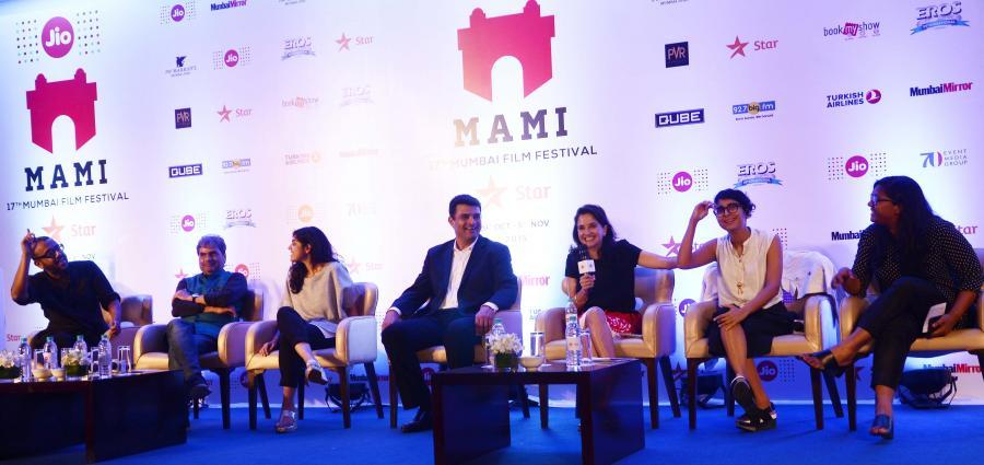 Mumbai: Directors Kiran Rao, Dibakar Banerjee, producer Siddharth Roy Kapur and filmmaker Vishal Bhardwaj during the MAMI film festival press meet in Mumbai on Oct 7, 2015. (Photo: IANS)