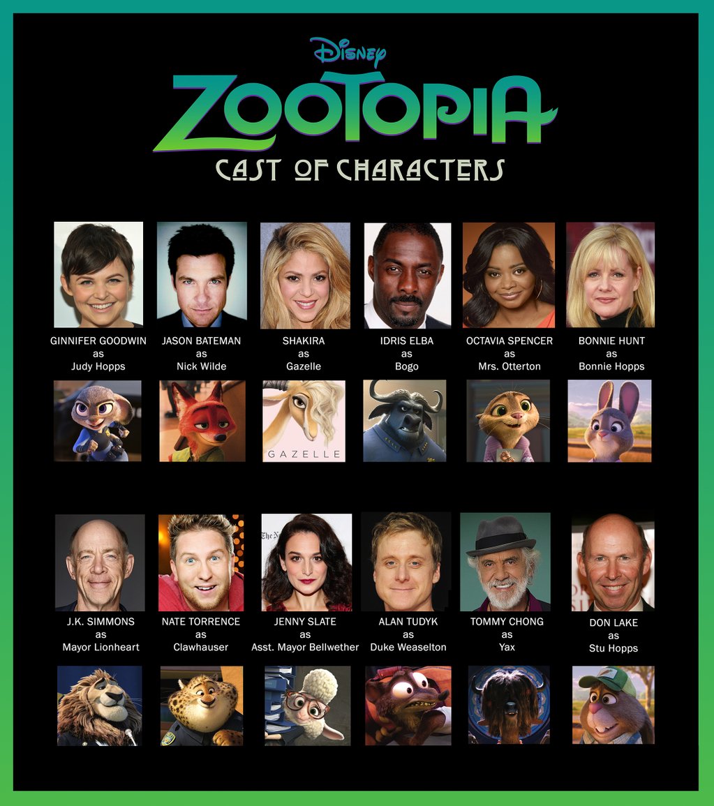  Zootopia : Ginnifer Goodwin, Jason Bateman, Idris Elba