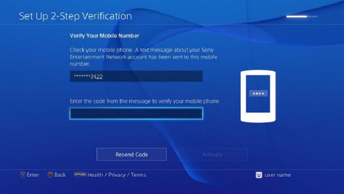 PlayStation 4 2 Step verification