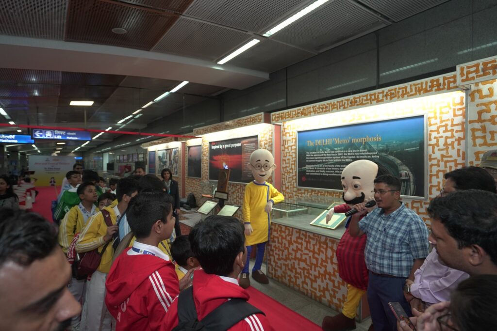 Children on a tour of Delhi's Metro Museum